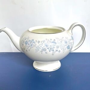 Wedgwood Belle Fleur Blue and White Ceramic Art Teapot